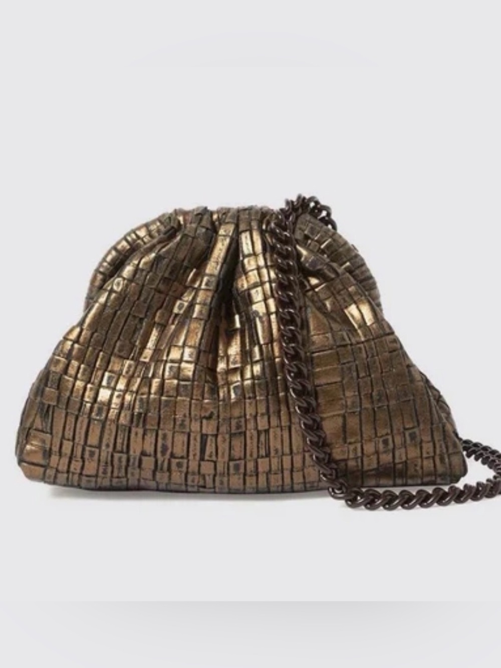 Maria La Rosa Bronze woven clutch